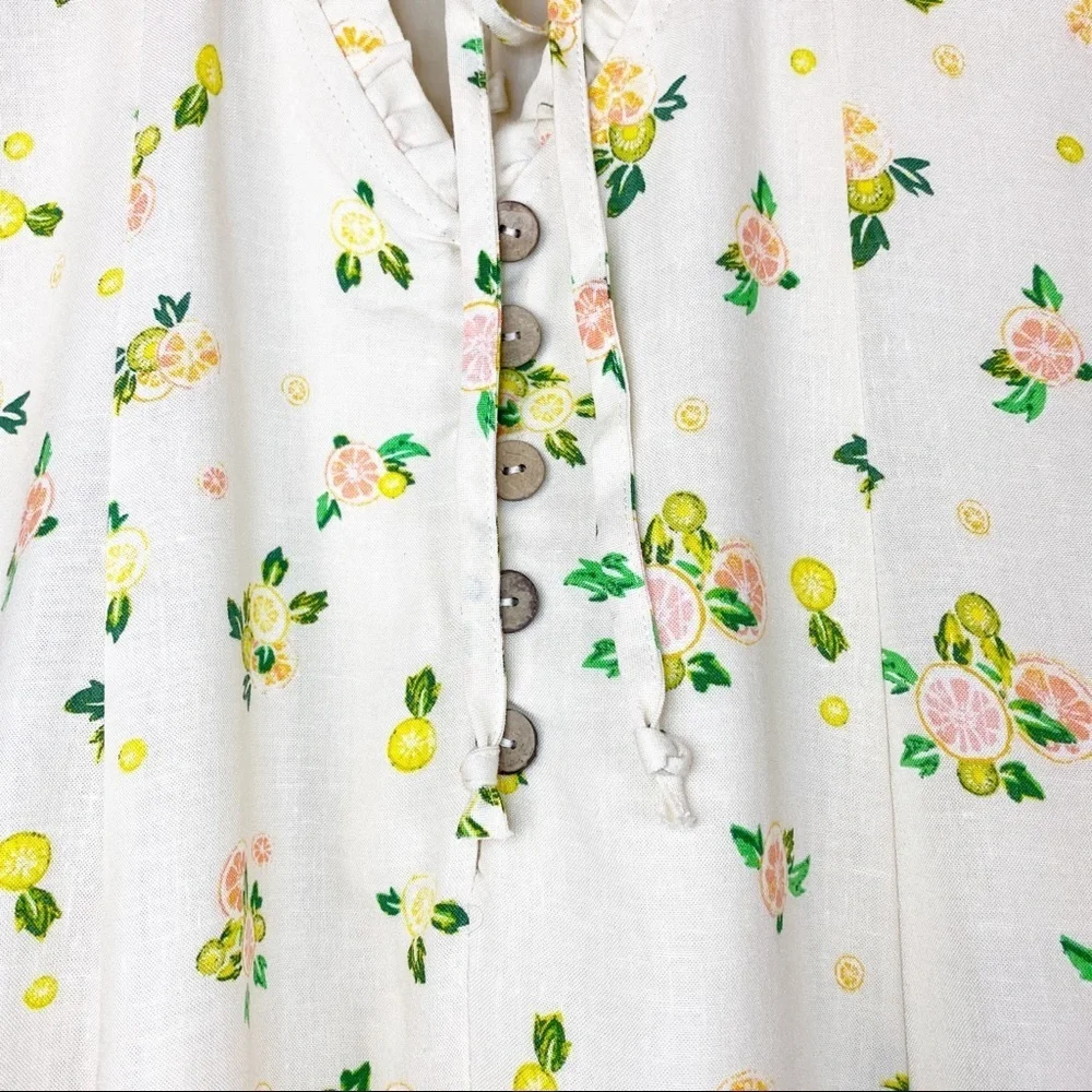 NEW Free People Like A Lady Butter Yellow Ruffle Floral Mini Dress M